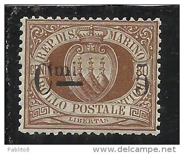 SAN MARINO 1892 CIFRA SOPRASTAMPATO SURCHARGE CENT. 5 SU 30 OTTIMA CENTRATURA MNH SIGNED FIRMATO - Neufs