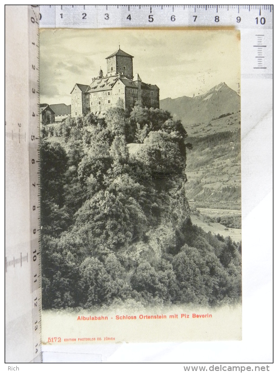 CPA - Suisse - Albulabahn - Schloss Ortenstein Mit Piz Beverin - Circulé 1908 - Bever