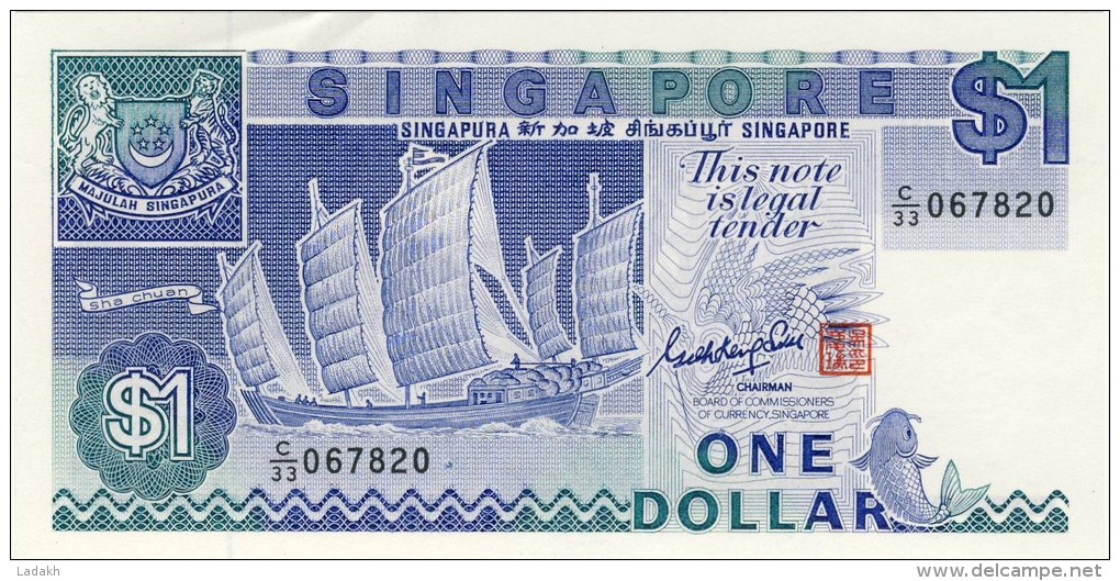 BILLET # SINGAPOUR # 1 DOLLAR # 1987 # PICK 18 # NEUF # - Singapore