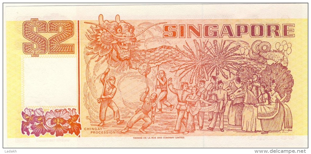 BILLET # SINGAPOUR # 2 DOLLARS # 1990  # PICK 27 # NEUF # - Singapour