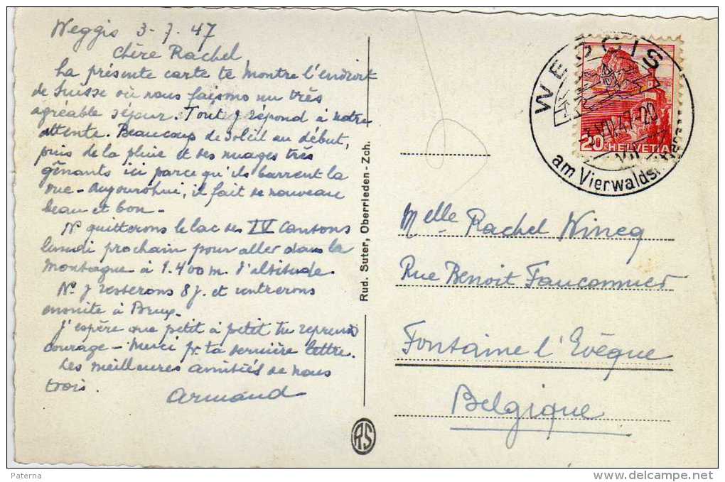 1230 Postal Weggis  1947 Suiza - Brieven En Documenten