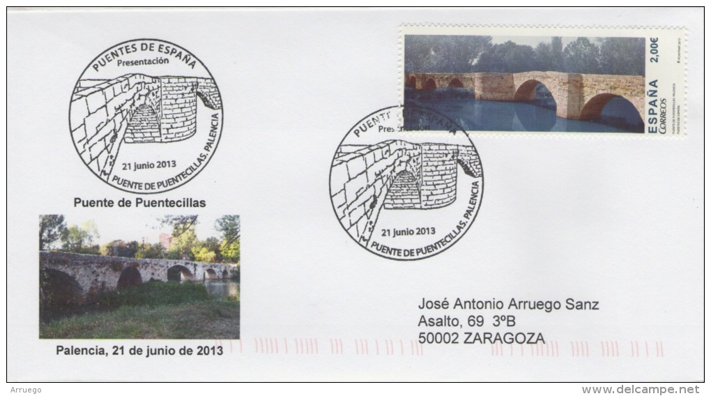 SPAIN. POSTMARK PUENTECILLAS BRIDGE. PALENCIA 2013 - Máquinas Franqueo (EMA)