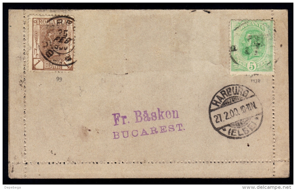 Romania 1900 - Postal Stationery Letter Card, Bucuresti - Harburg - Interi Postali