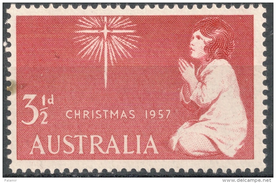 Australia 1957  3&1/2d  Christmas    MNH Stained   Scott#306 - Neufs