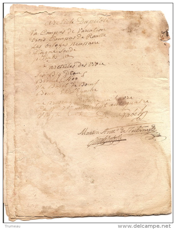 LE HAVRE ROUEN CONNAISSEMENT DU NOTRE DAME DES CARMES POUR BILBAO  6 PAGES 1788 - Documents Historiques