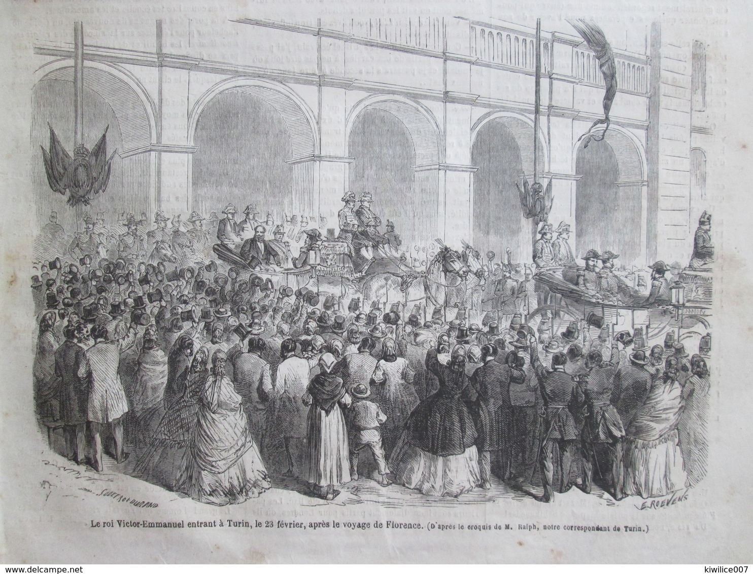 2 GRAVURE D Epoque    1865. TURIN  Turino Italie DISTRIBUTION   Campagnes  1848 Et49  Prince De Carignan - Non Classés