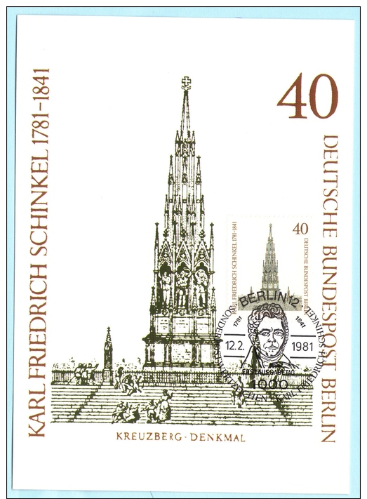 BERLIN - MK MC Maximumcard - 640 K.F. Schinkel - Denkmal Kreuzberg  (8901) - Maximumkarten (MC)