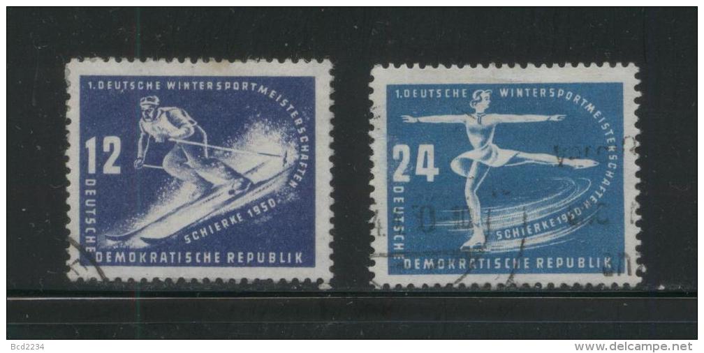 EAST GERMANY DDR 1950 WINTER SPORTS SET OF 2 USED SKIING SKIER ICE-SKATING - Other & Unclassified