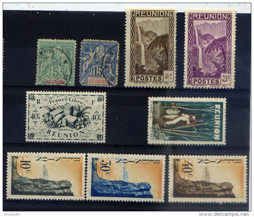 Ex-colonies--REUNION--Lot De  9 Timbres Oblitérés---(petits Défauts)  Voir Scan------------à Saisir - Oblitérés