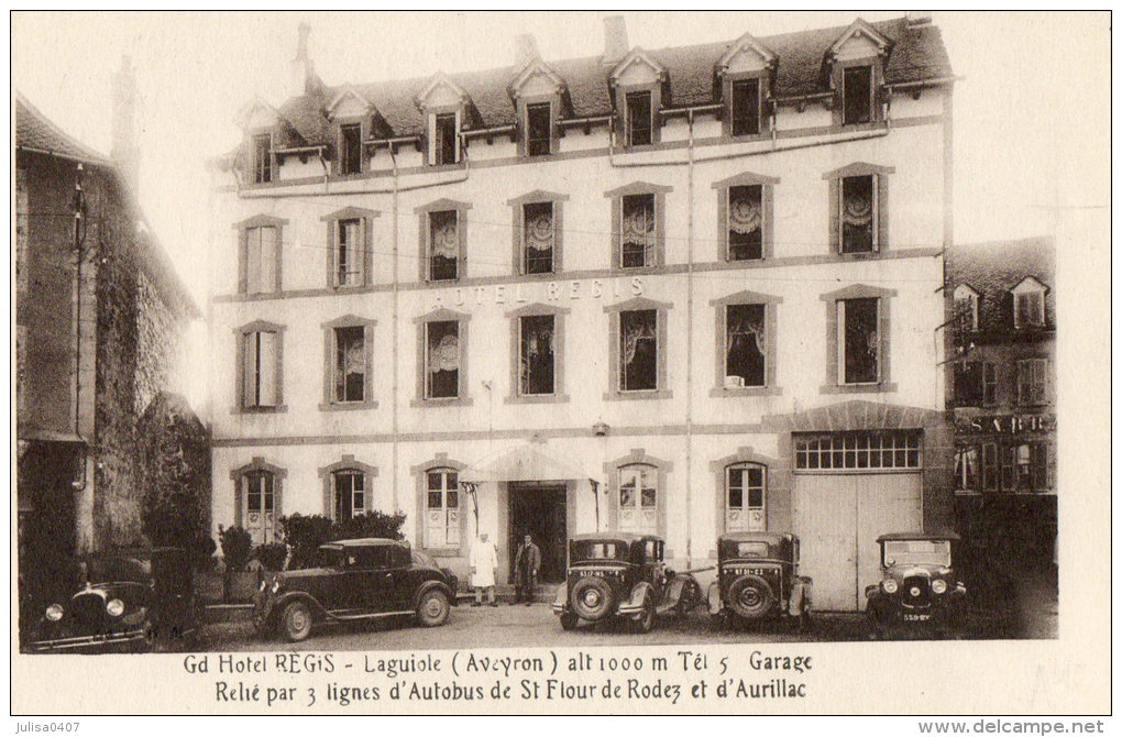 LAGUIOLE (12) Façade Du Grand Hotel Régis Automobiles Beau Plan - Laguiole