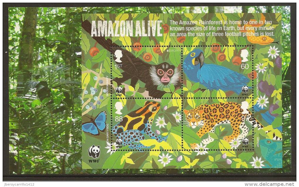 GRAN BRETAÑA / GREAT BRITAIN  - EUROPA 2011 & WWF-TEMA ANUAL" BOSQUES".- HOJITA BLOQUE De 4 V. PROCEDENTE PRESTIGE BOOK - 2011