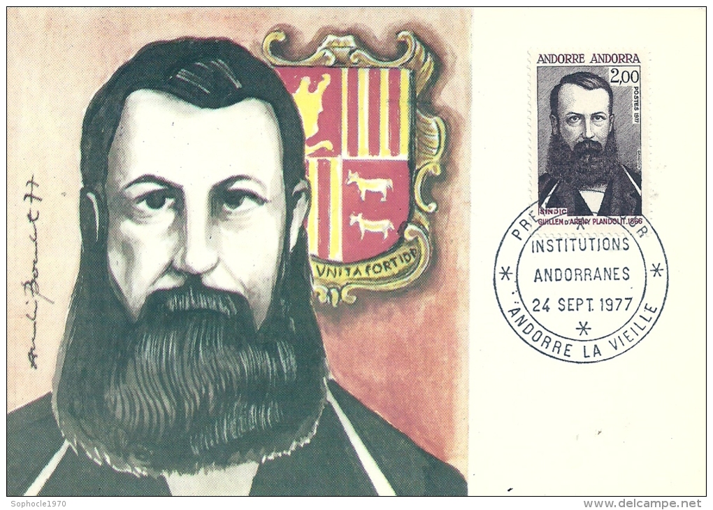 PRINCIPAUTE D'ANDORRE - PRINCIPAT - Institutions Andorranes 1977 Timbre Jour D'émission - Used Stamps