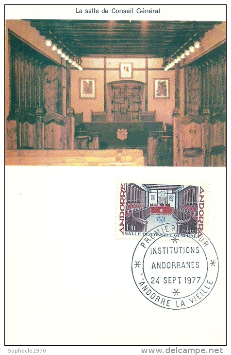 PRINCIPAUTE D'ANDORRE - PRINCIPAT - Institutions Andorranes 1977 - Timbre Jour D'émission - Oblitérés