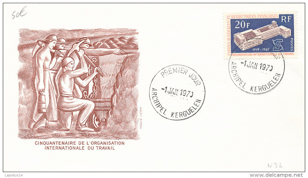 E 321/ TAAF  SUR  LETTRE   - 1ER JOUR   ARCHIPEL  KERGUELEN  1970 - FDC