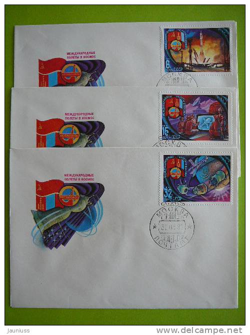 USSR Russia 1981 Space Mongolia Set Of 3 FDC - FDC