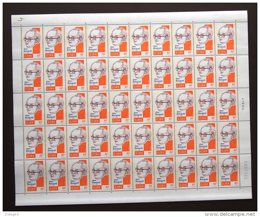 FRANCE 2002 FEUIL COMPLETE DE 50 TIMBRES ALAIN BOSQUET YT N°3462** - Full Sheets