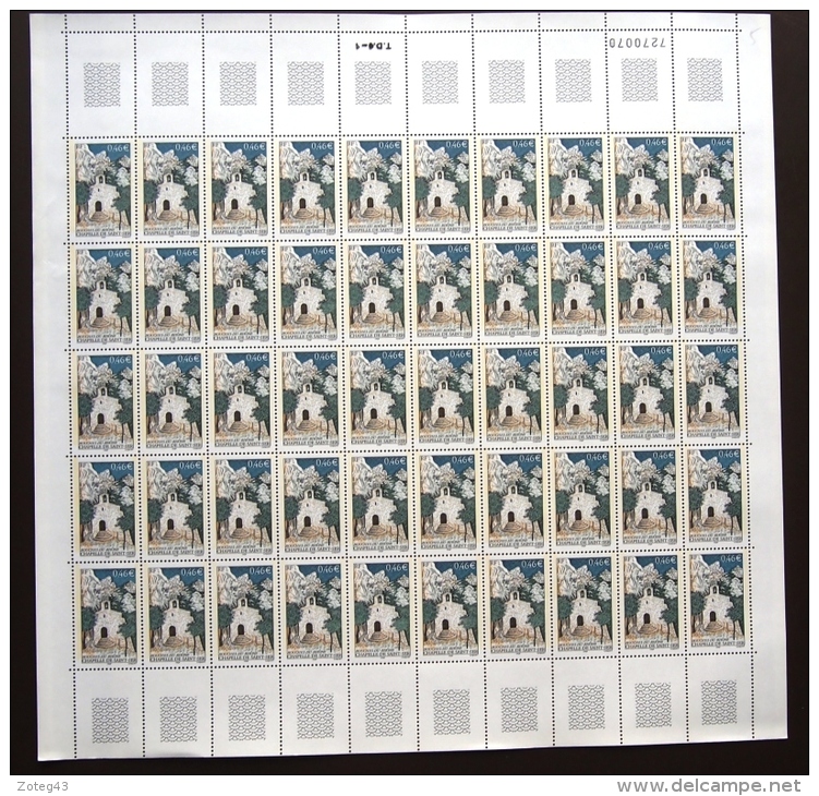 FRANCE 2002 FEUIL COMPLETE DE 50 TIMBRES CHAPELLE DE ST SER YT N°3496** - Feuilles Complètes