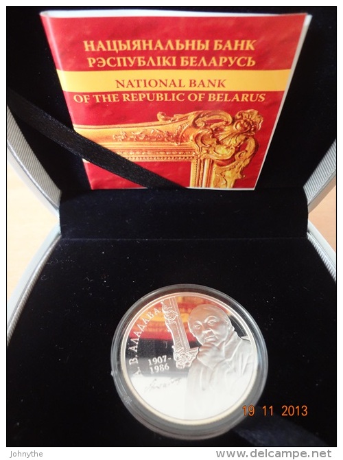 Belarus 2007 Alena Aladava. The 100th Anniversary 10 Rubles Silver Coin UNC With Certificate And Box - Belarus