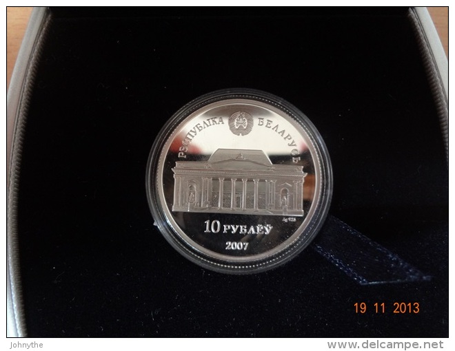 Belarus 2007 Alena Aladava. The 100th Anniversary 10 Rubles Silver Coin UNC With Certificate And Box - Wit-Rusland
