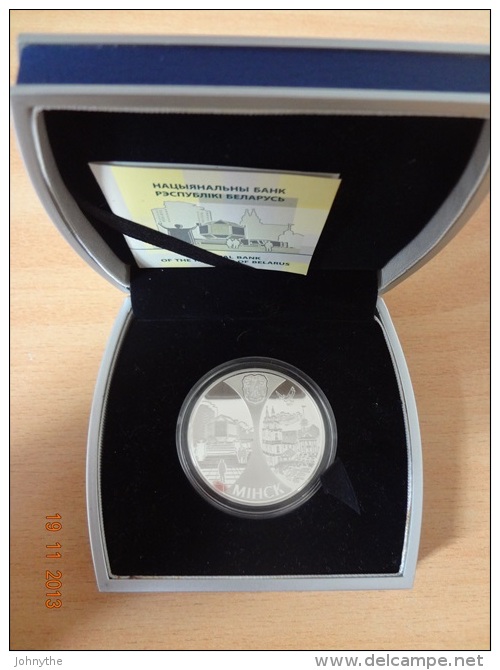 Belarus 2008 Minsk. Capitals Of EurAsEC Countries 20 Rubles Silver Coin UNC With Certificate And Box - Wit-Rusland