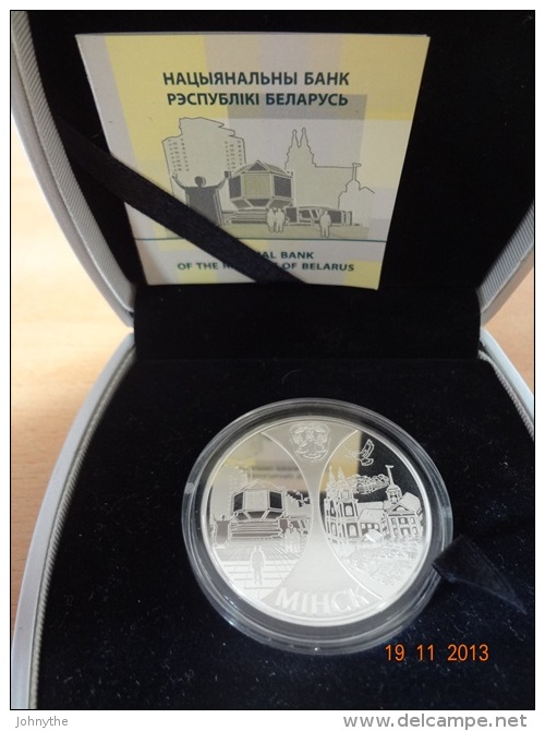 Belarus 2008 Minsk. Capitals Of EurAsEC Countries 20 Rubles Silver Coin UNC With Certificate And Box - Bielorussia