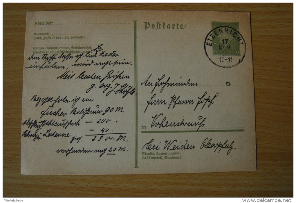 A851 Etzenricht 17.11.1932 Postkarte Schöner Stempel! - Neustadt Waldnaab