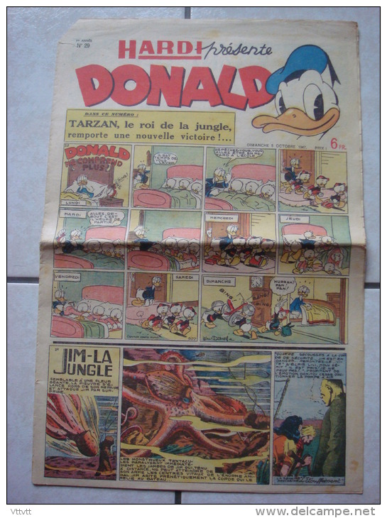 HARDI PRESENTE DONALD (n° 29, Dimanche 5 Octobre 1947) : Tarzan, Pim! Pam! Poum!, Luc Bradefer, Guy L' Eclair, Mandrake - Autre Magazines