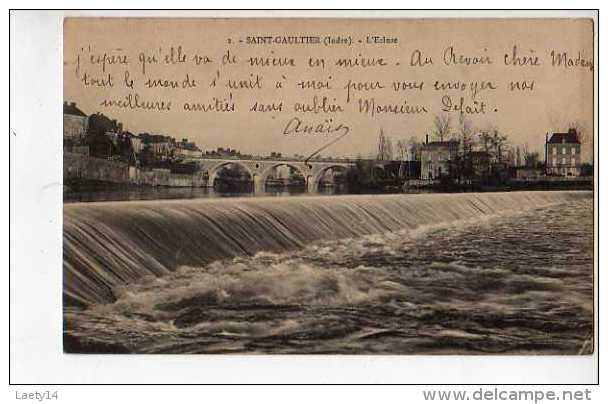 Lot De 2 Cartes - SAINT GAULTIER - INDRE - L´ écluse + Vue Sur La Creuse Un Jour De Crue - Altri & Non Classificati