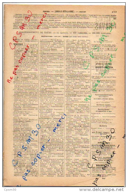 ANNUAIRE - 37 - Département Indre Et Loire - Année 1922 - édition Didot-Bottin - 54 Pages - Annuaires Téléphoniques
