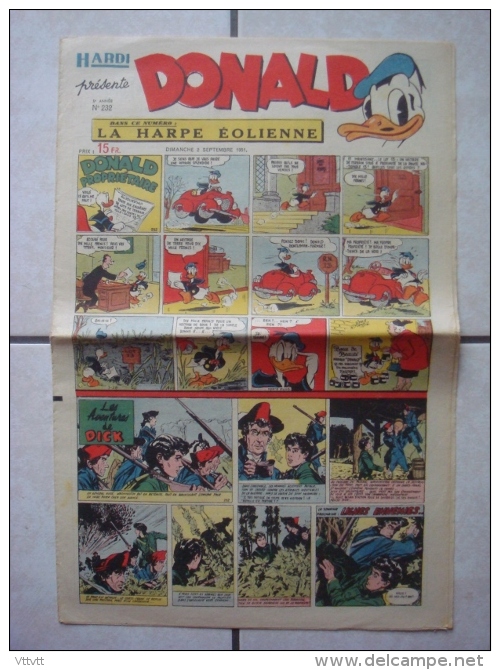 HARDI PRESENTE DONALD (n° 232, Dimanche 2 Septembre 1951) : Dick, Mandrake, Luc Bradefer, Pim! Pam! Poum!, Bob Riley... - Autre Magazines