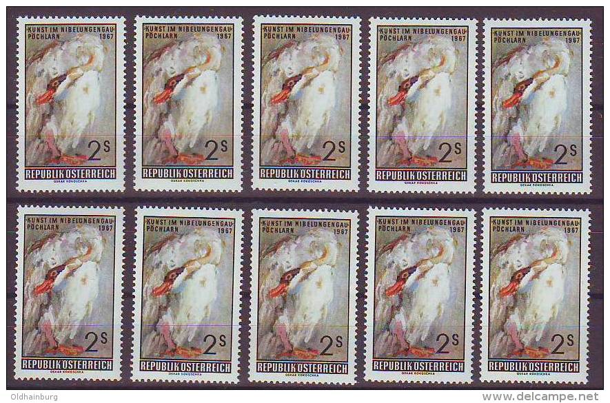 1201z8: Österreich 1967, Schwan Von Oskar Kokoschka: 10 ** Ausgaben - Cisnes