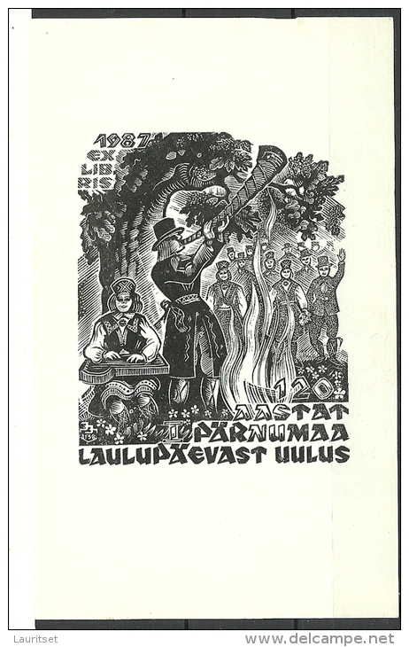 Estland Estonia Estonie Ex Libris 1987 Pärnumaa Laulupäev In Uulu - Ex Libris