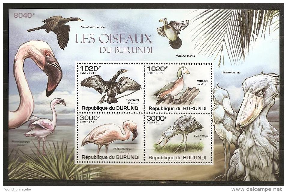 Burundi 2011 N° BF 158 ** Oiseaux, Cormoran, Anserelle, Flamant Rose, Bec-en-sabot, Nil, Canards, Nettapus, Microcarbo - Neufs