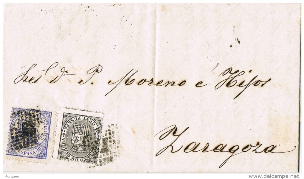 6495. Carta Entera BARCELONA 1874. Impuesto Guerra - Storia Postale