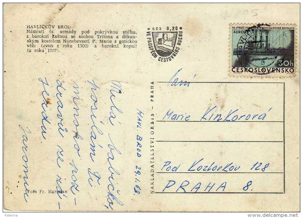 1239 Postal Havlichuv 1968 Checoslovaquia - Lettres & Documents