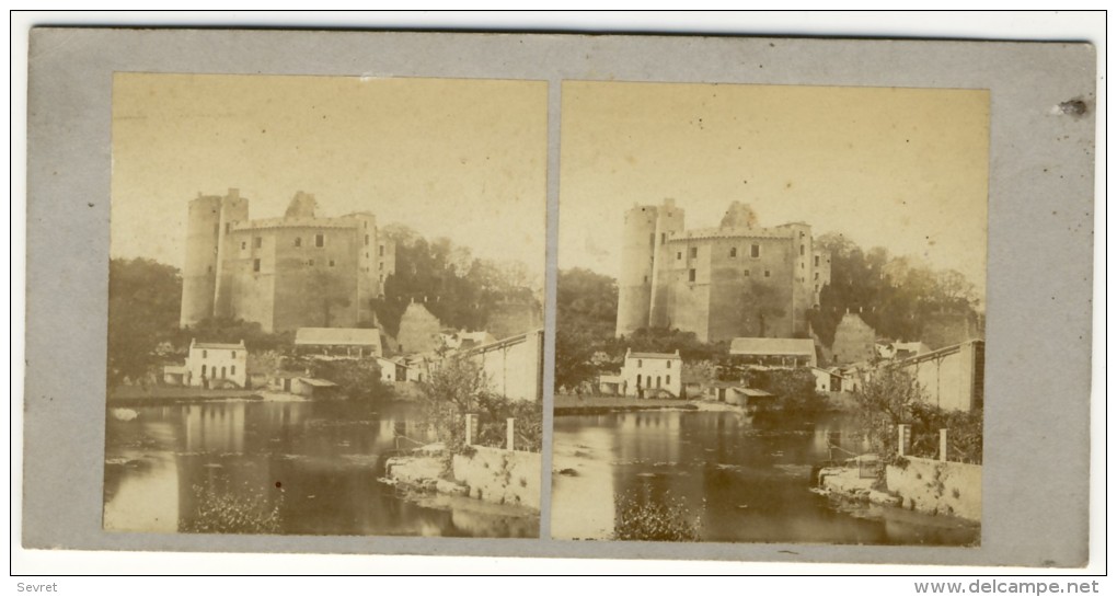 CLISSON  - Vue Stéréo Du Château . Rare Document.. Format 17.5 X 8.5. - Clisson