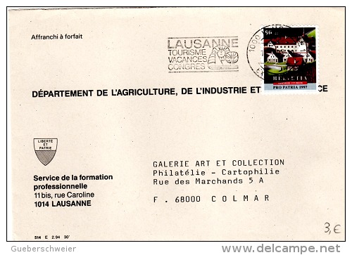 TOUR-L8 - SUISSE N° 1541 Sur Lettre Du Département De L'Agriculture Flamme De LAUSANNE Tourisme Vacances Congrès - Storia Postale