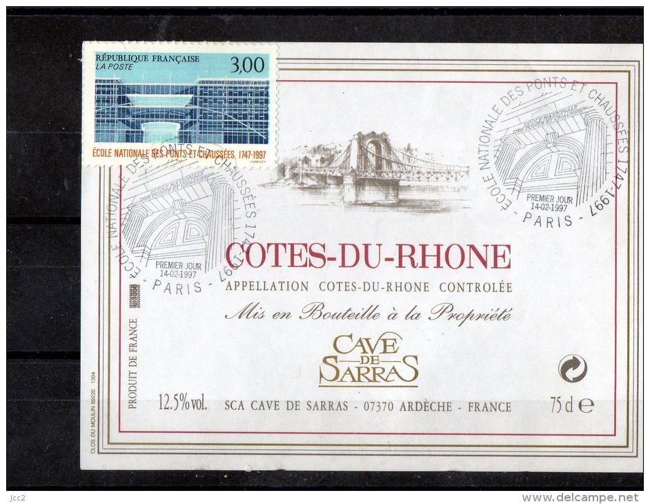 ETIQUETTES + TIMBRE OBLITERE - Postzegels