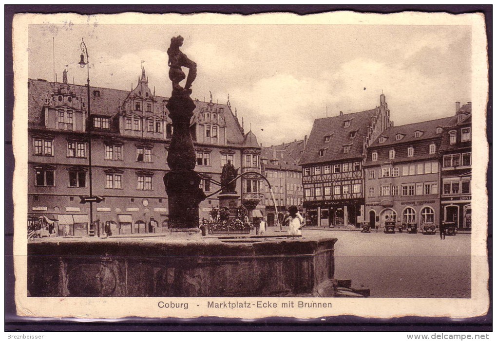 AK   COBURG    Marktplatz-Ecke Mit Brunnen     Karte Gel. 1935 - Coburg