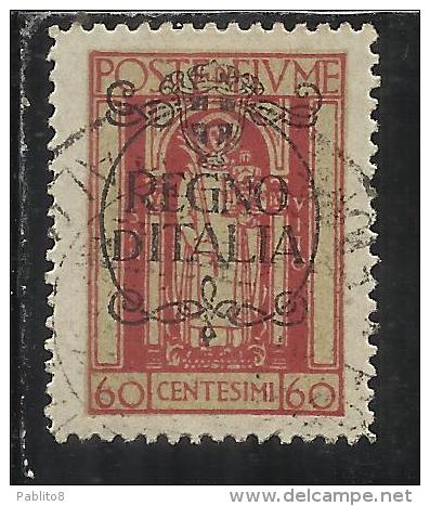 FIUME 1924 SAN VITO E SOGGETTI VARI SOPRATSAMPATO OVERPRINTED REGNO D´ITALIA CENT. 60 USED - Fiume