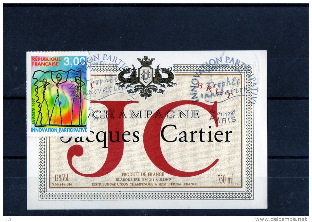 ETIQUETTES + TIMBRE OBLITERE (Jacques Cartier) - Stamps