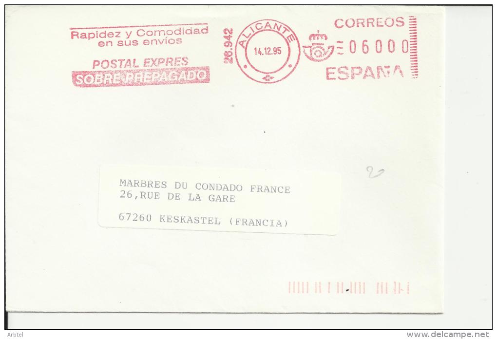 ALICANTE C C CON FRANQUEO MECANICO POSTAL EXPRESS - Lettres & Documents