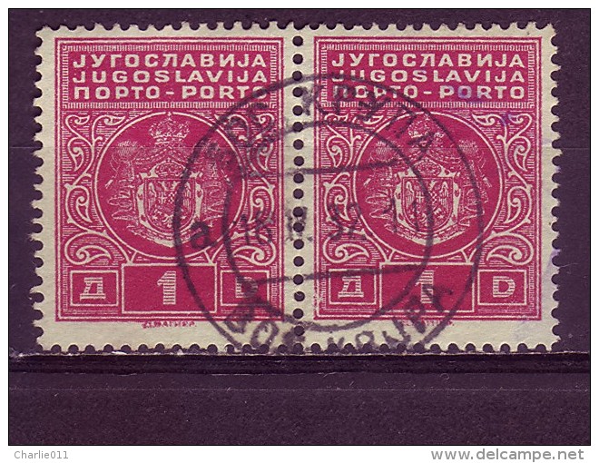 PORTO-COAT OF ARMS-1 DIN-PAIR-POSTMARK- BOSANSKA KRUPA-BOSNIA AND HERZEGOVINA-YUGOSLAVIA-1931 - Timbres-taxe
