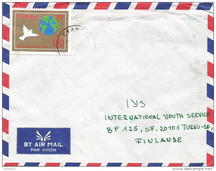 Rwanda 1986 Cyanga Pigeon Dove International Peace Year Cover - Gebruikt