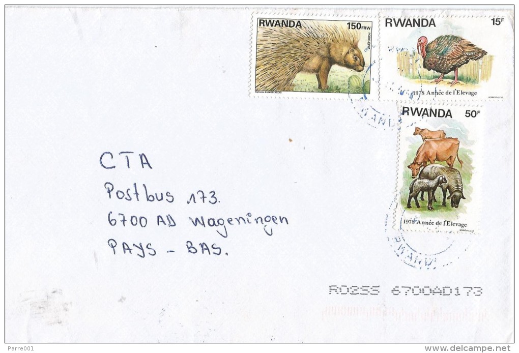 Rwanda 1978 Sheep Cow Turkey Porcepine Cover - Used Stamps