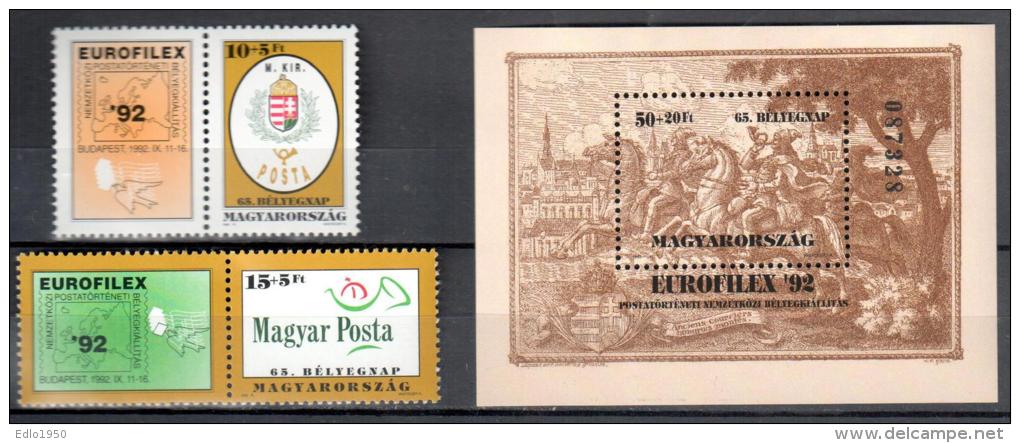 Hungary 1992 EUROFILEX'92 Mi 4210-4211+bl.221 MNH (**). - Neufs