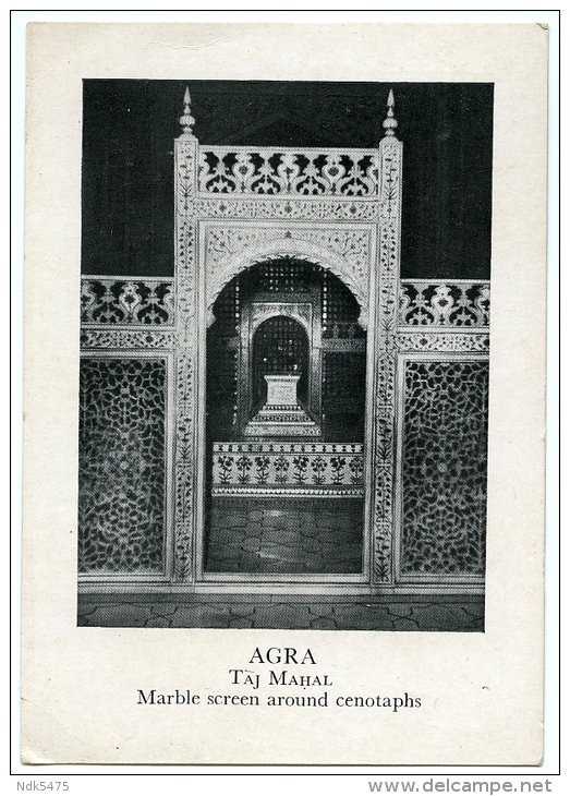 INDIA : AGRA - TAJ MAHAL, MARBLE SCREEN AROUND CENOTAPHS (10 X 15cms Approx.) - Indien