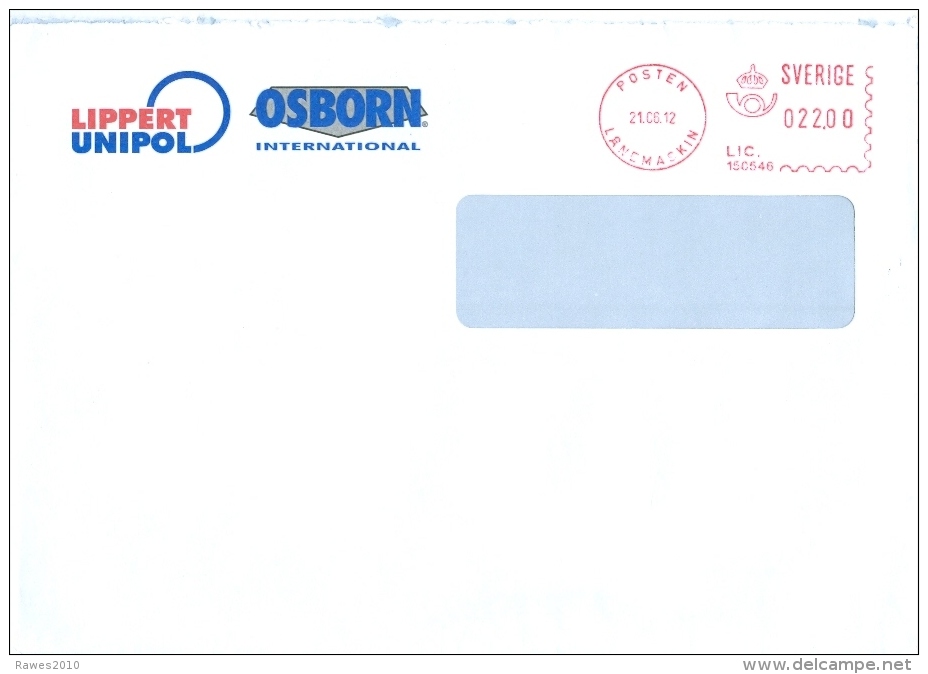 Schweden AFS 2012 Posten Lanemaskin Posthorn Krone Osborn Bürsten - Storia Postale