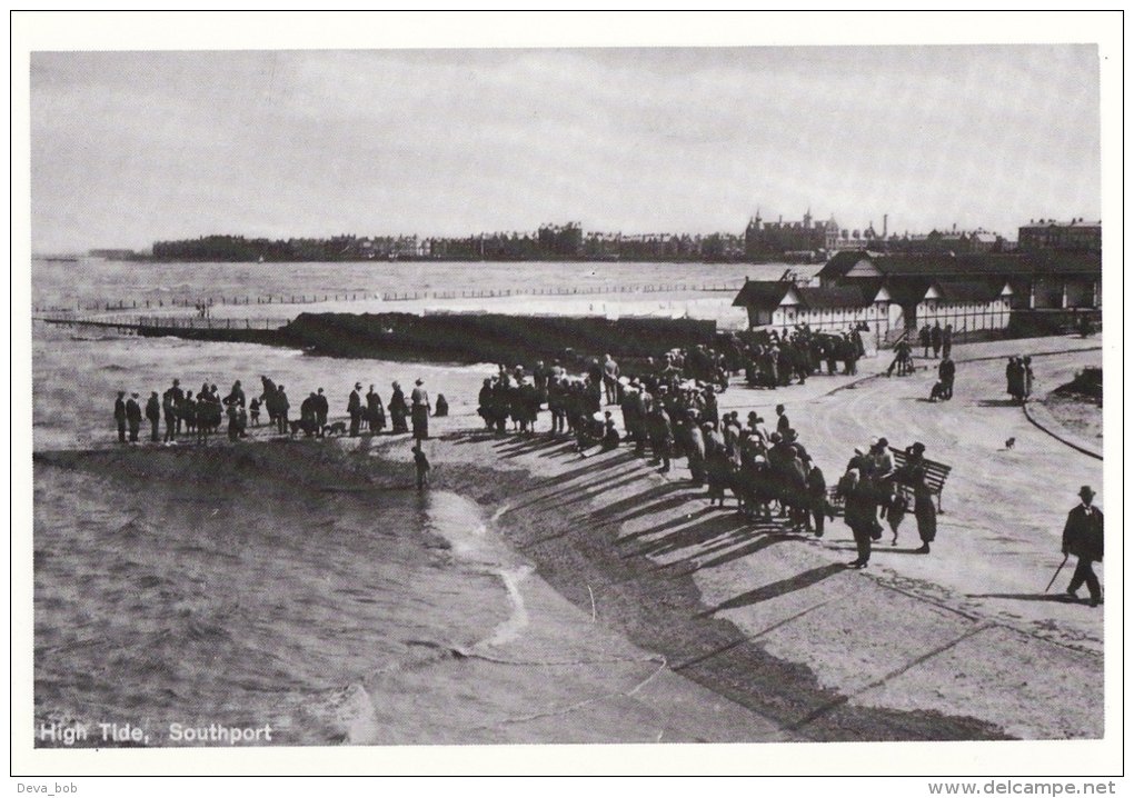 Postcard High Tide The Promenade SOUTHPORT 1932 Repro - Southport