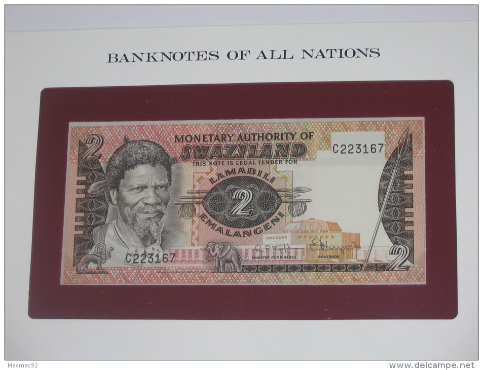 2 Emalangeni  - SWAZILAND - Monetary Authority Of Swaziland - Billet Neuf - UNC  !!! **** ACHAT IMMEDIAT *** - Swasiland